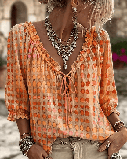 Nolisse | Sheer Ruffle Sleeve Blouse