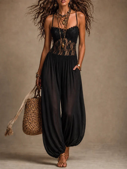 Elsinora | Lace Bodice Wide Leg Jumpsuit