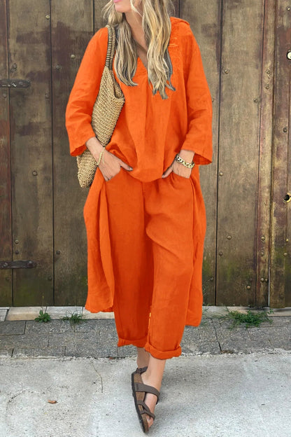 Tamsina | Coastal Linen Layered Pants Set