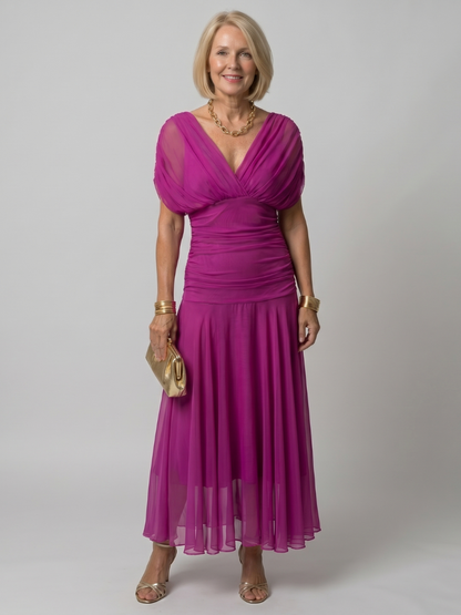 Jessalyn | Gathered Waist Flowing Midi Dress