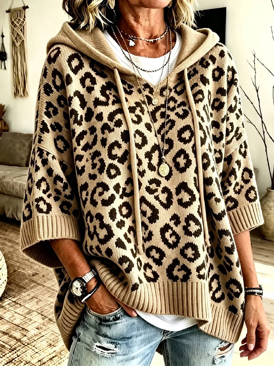 Oaklyn | Oversized Leopard Hooded Sweater