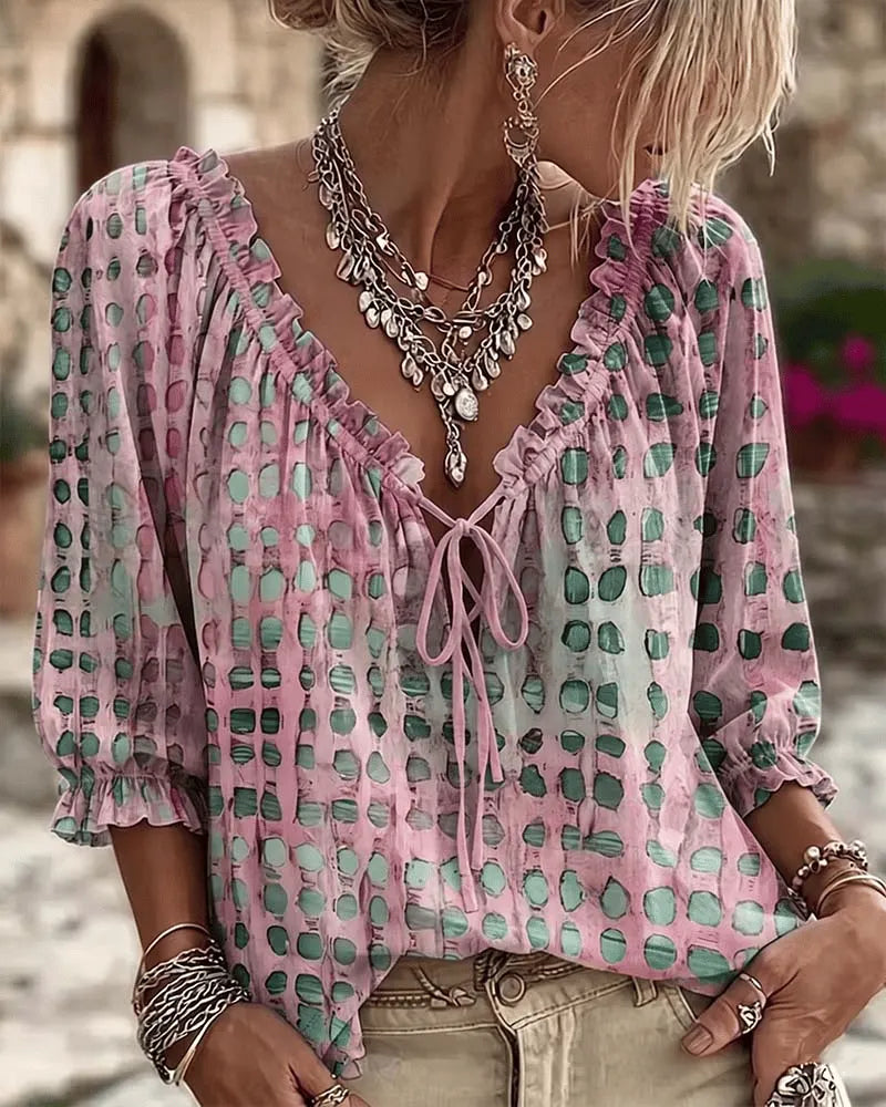 Nolisse | Sheer Ruffle Sleeve Blouse