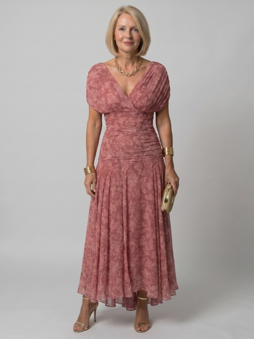 Jessalyn | Gathered Waist Flowing Midi Dress