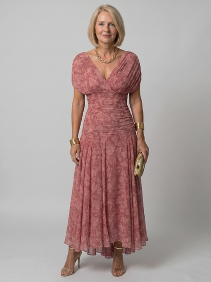 Jessalyn | Gathered Waist Flowing Midi Dress