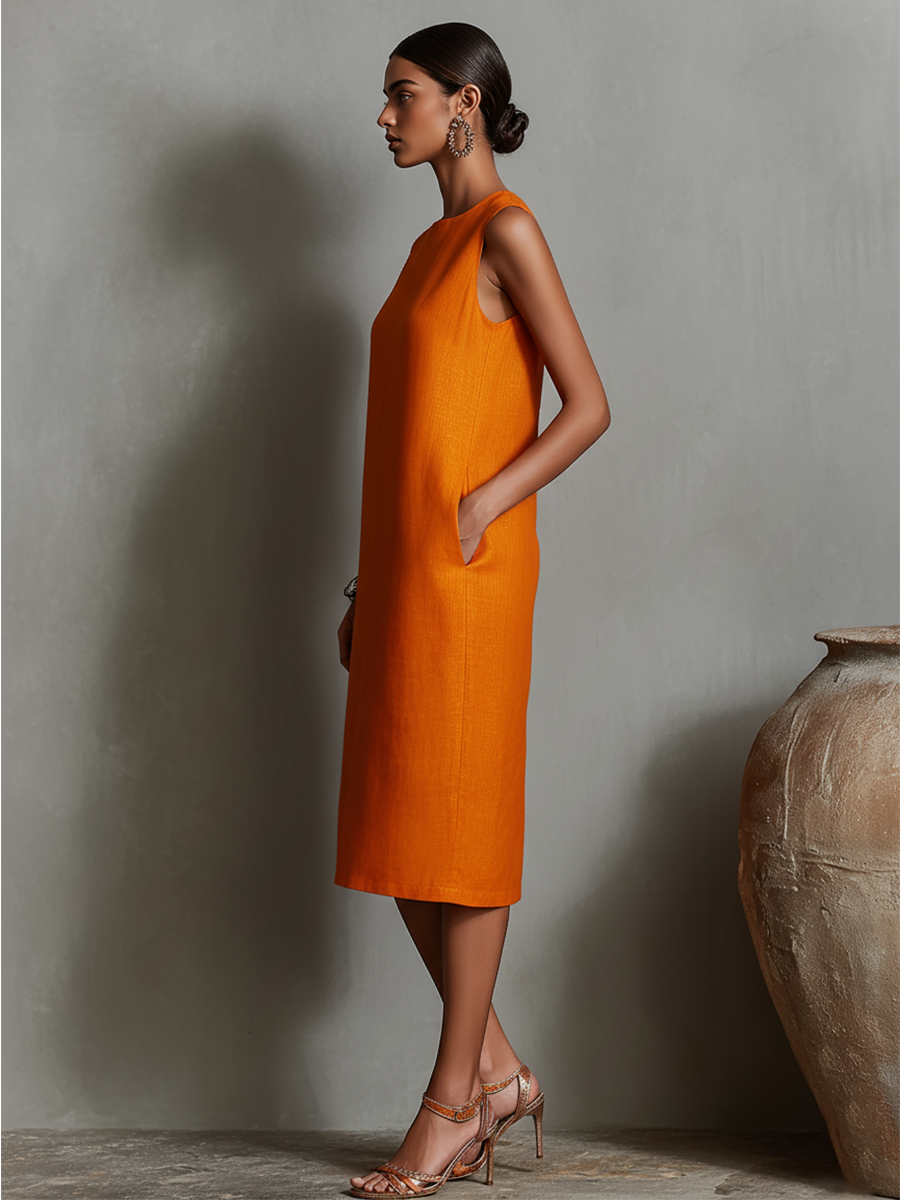 Isoldea | Modern Straight Cut Midi Dress