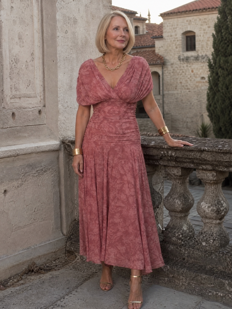Jessalyn | Gathered Waist Flowing Midi Dress