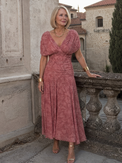 Jessalyn | Gathered Waist Flowing Midi Dress