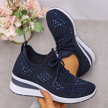 Kinsley | Rhinestone Knit Platform Sneakers