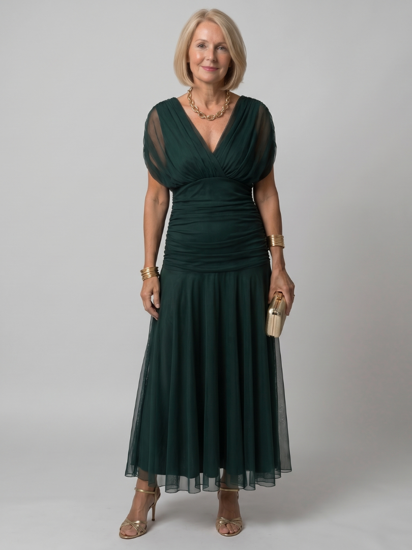Jessalyn | Gathered Waist Flowing Midi Dress