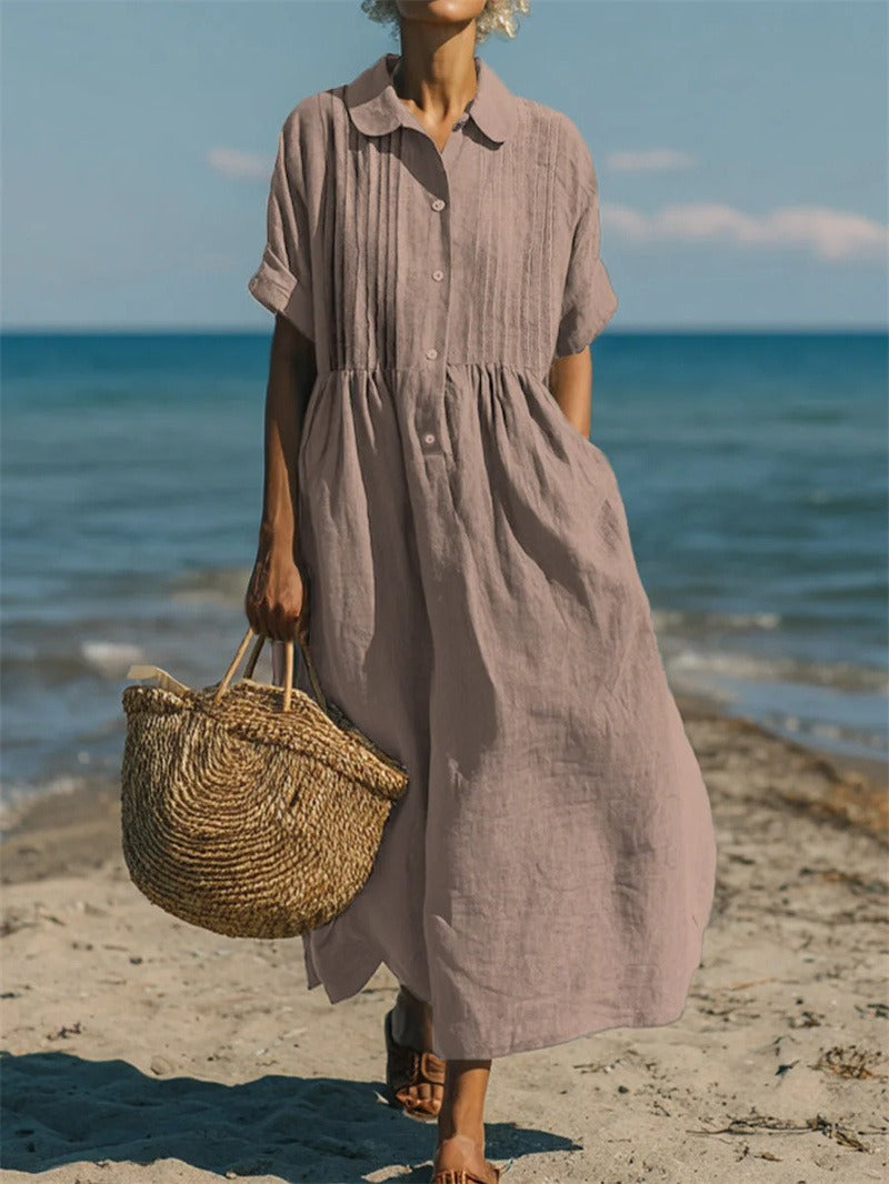 Tavellora | Coastal Button Front Maxi Dress