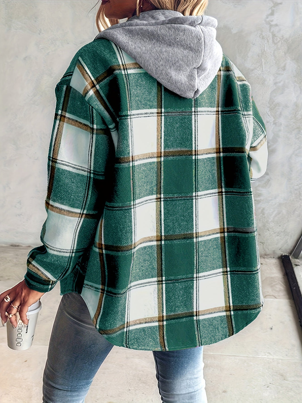 Ruelle | Cozy Plaid Button Hooded Jacket
