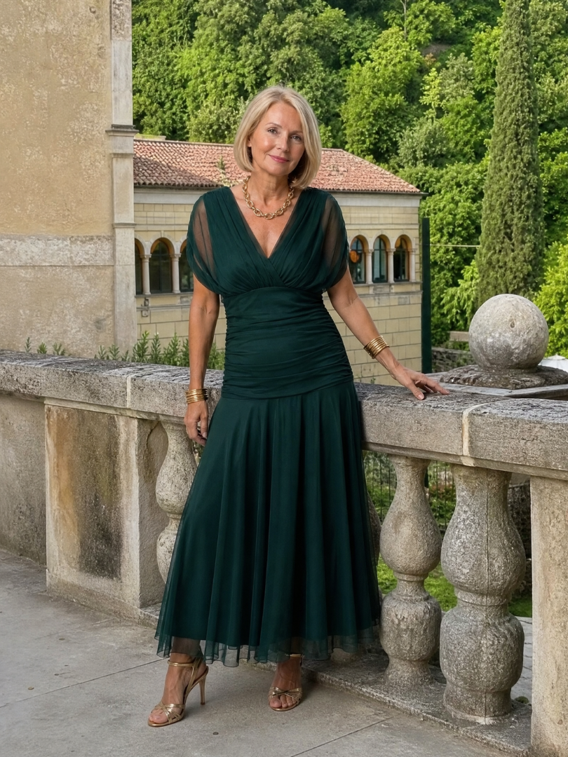 Jessalyn | Gathered Waist Flowing Midi Dress