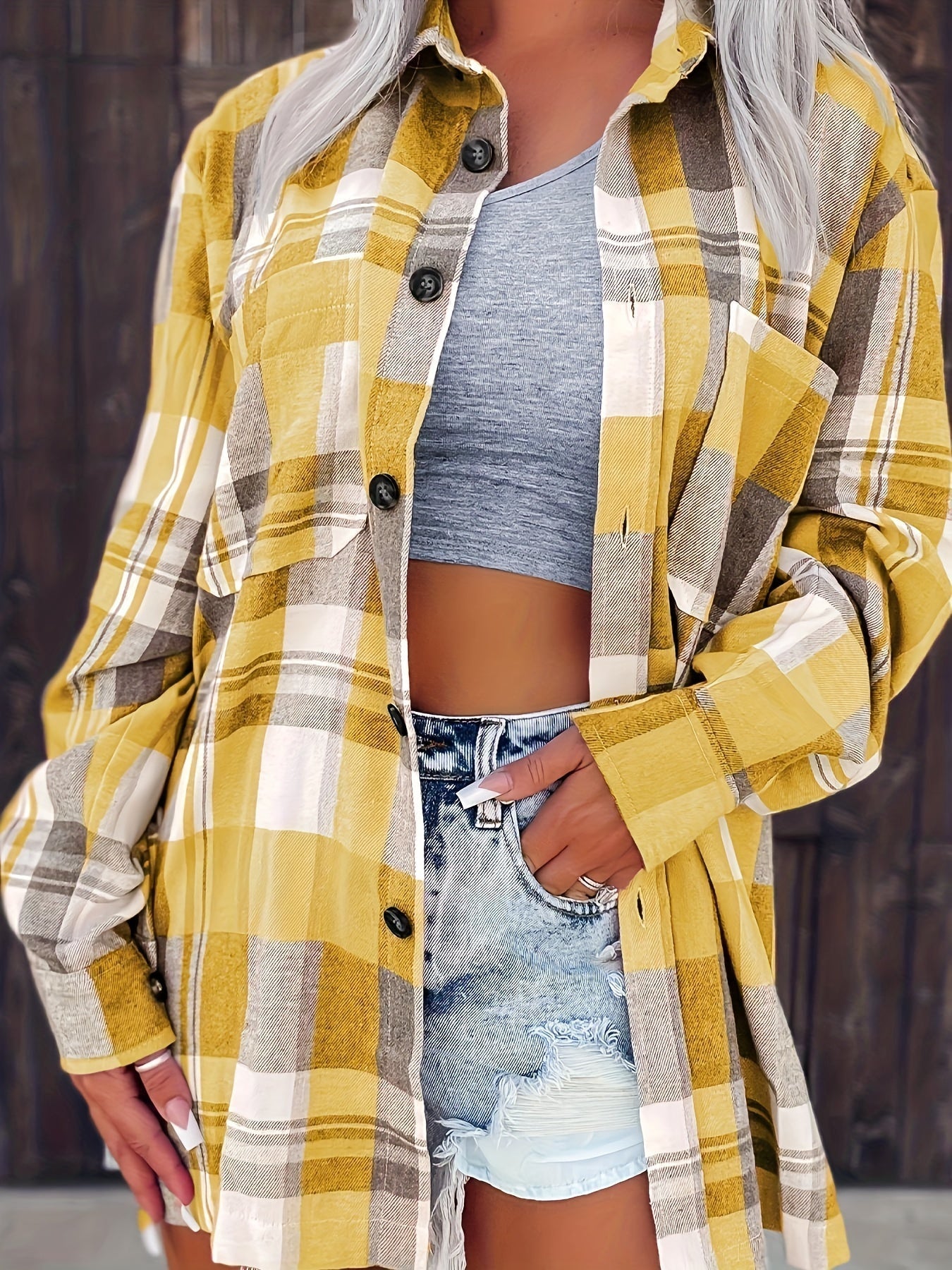 Greylise | Casual Button Front Checked Shirt