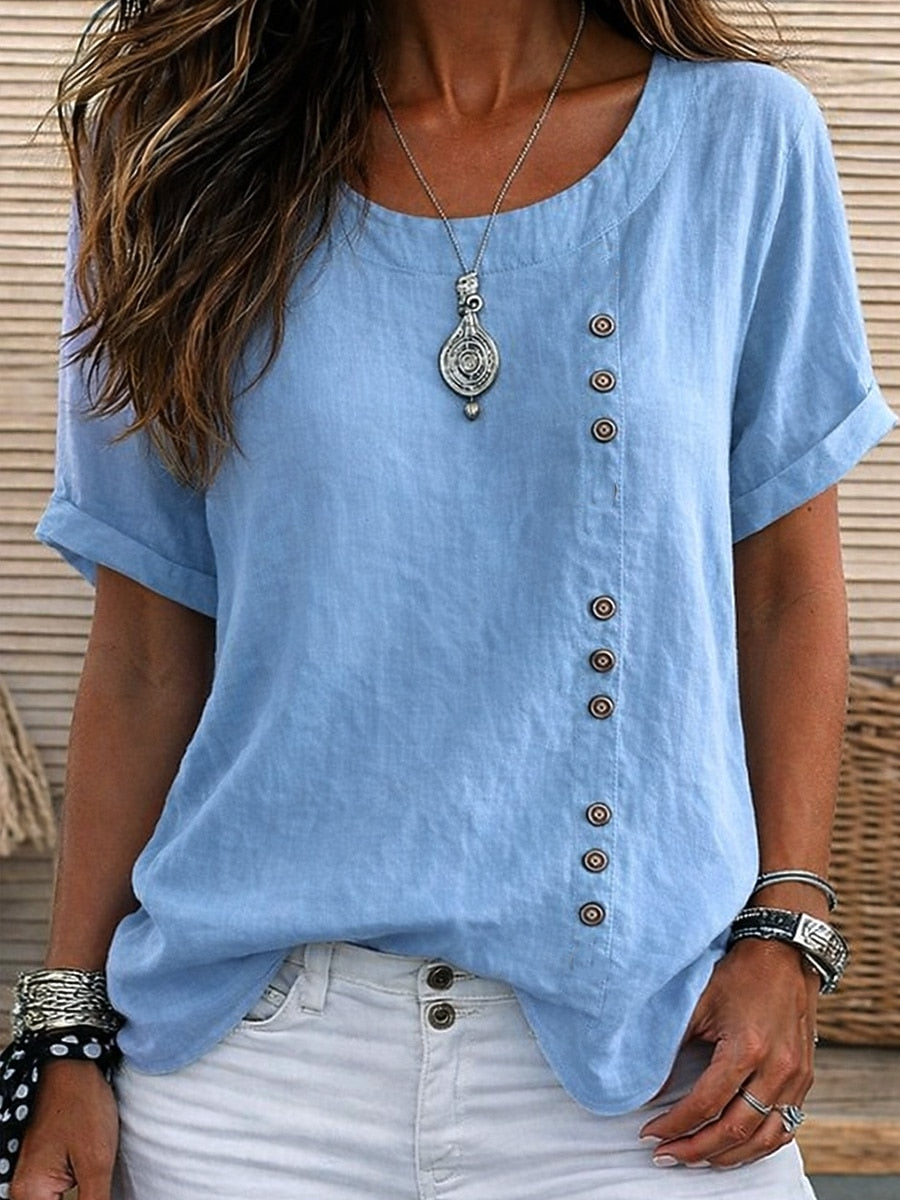 Elowise | Effortless Round Neck Casual Blouse