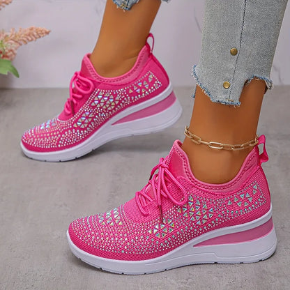 Kinsley | Rhinestone Knit Platform Sneakers