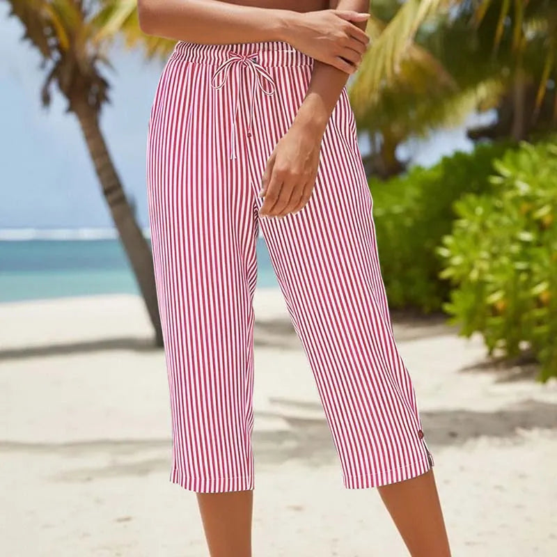 Avenleigh | Striped Drawstring Capri Trousers