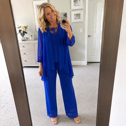 Alverra | Lace Detail Three Piece Pantsuit