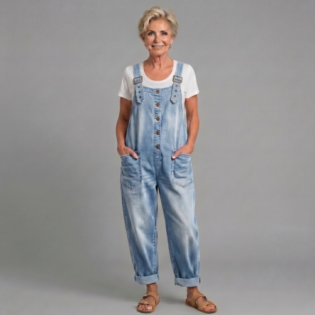 Sybella | Button Front Casual Denim Jumpsuit