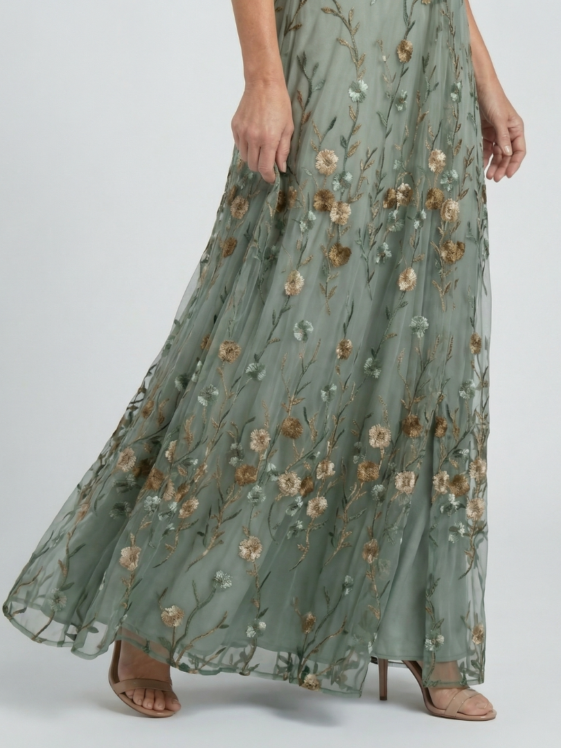 Evarenne | Delicate Bloom Chiffon Maxi Dress