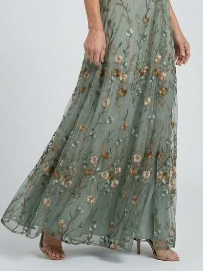 Evarenne | Delicate Bloom Chiffon Maxi Dress