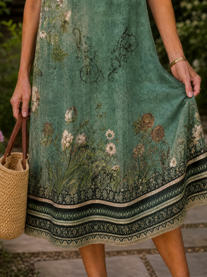Rosalind | Botanical Print Short Sleeve Dress