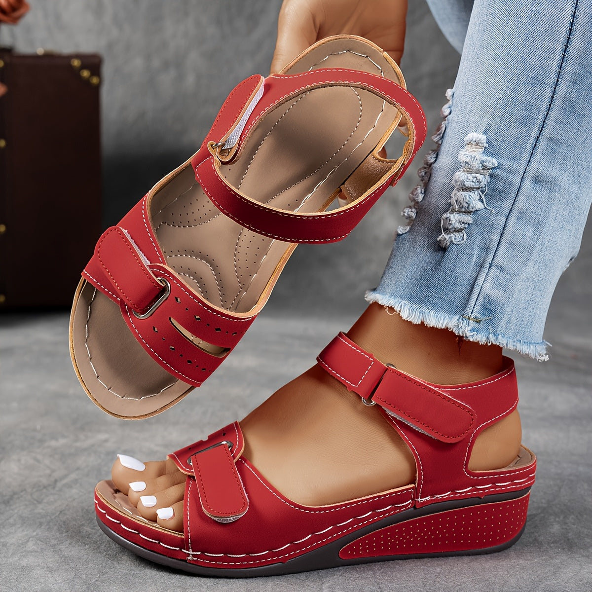 Zinnia | Cushioned Hook And Loop Sandals