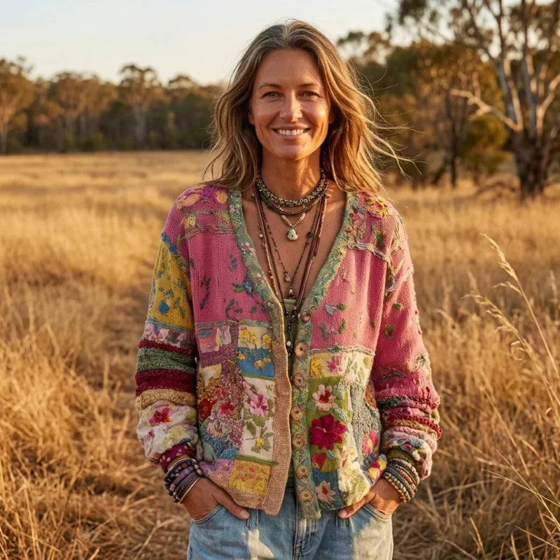Bramelle | Floral Patch Button Cardigan