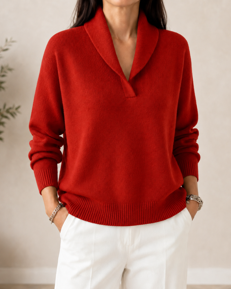Etheline | Soft V Neck Collar Sweater