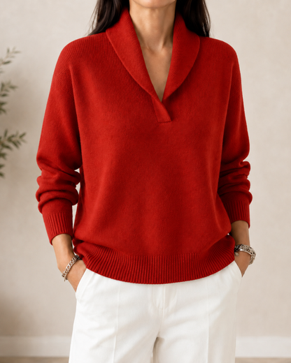Etheline | Soft V Neck Collar Sweater