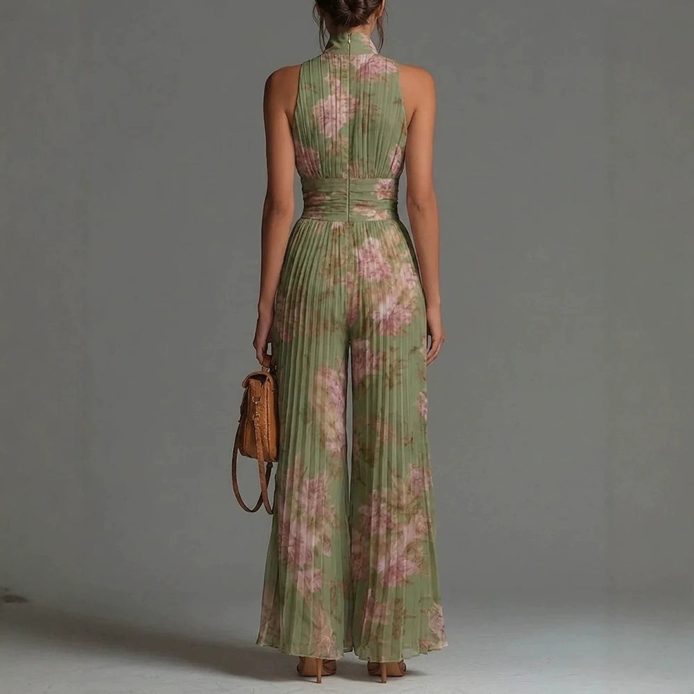 Velmira | Floral Halter Wide Leg Jumpsuit