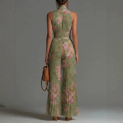 Velmira | Floral Halter Wide Leg Jumpsuit