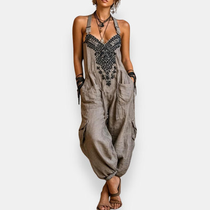 Cyrene | Relaxed Embroidered Harem Jumpsuit
