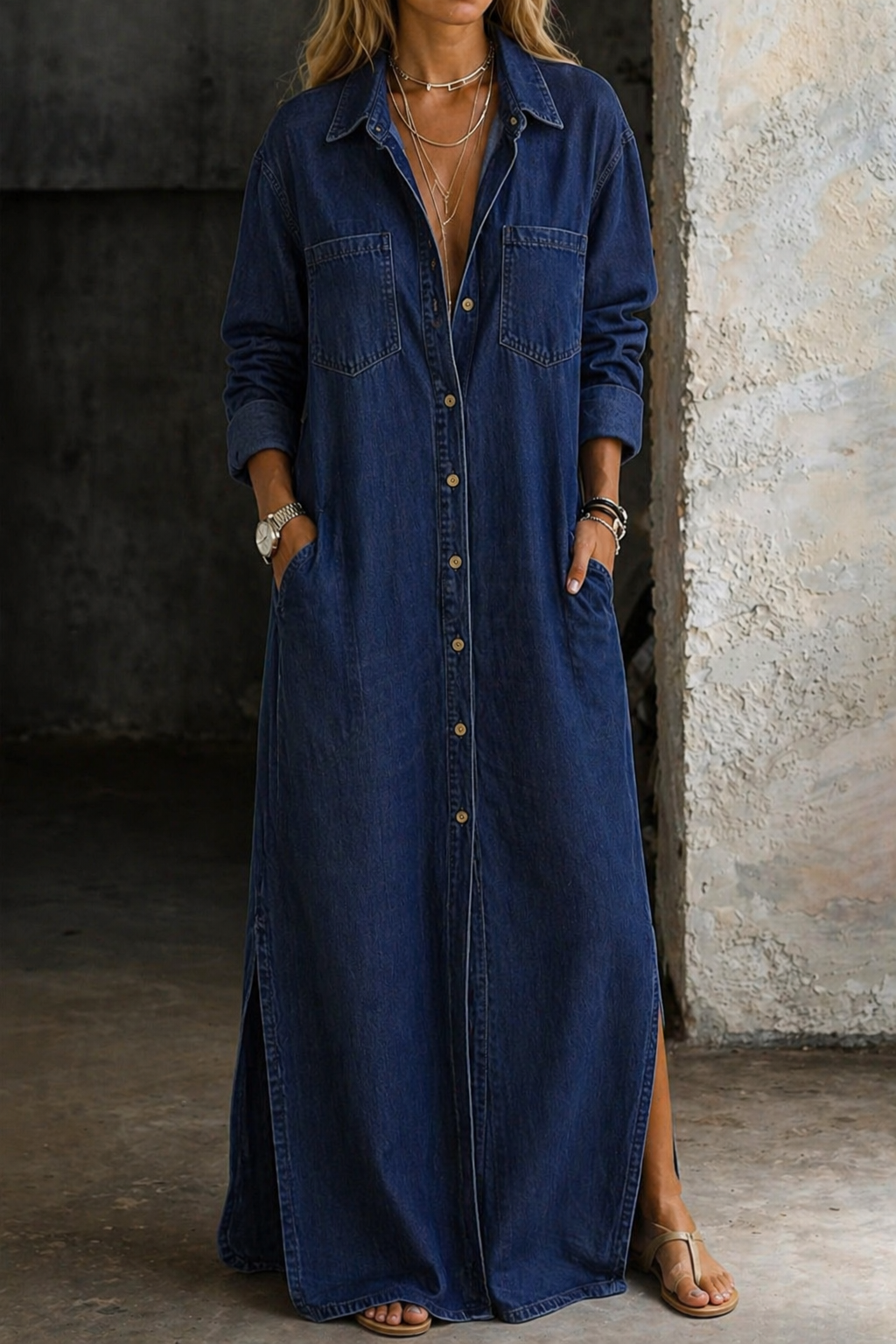 Avelaine | Classic Chambray Pocket Dress