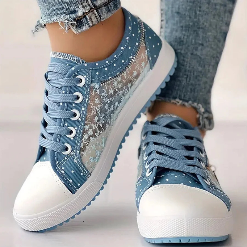 Lila | Floral Mesh Lace Up Sneakers