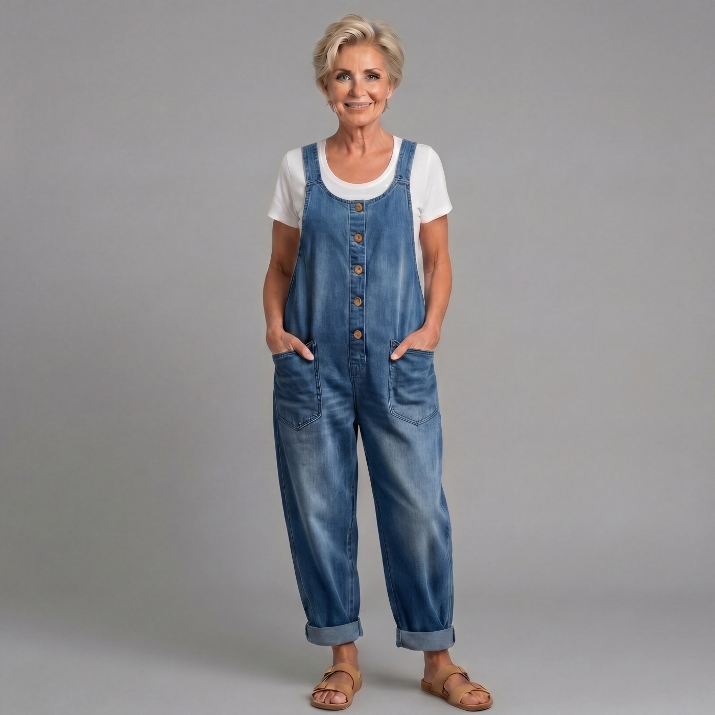 Sybella | Button Front Casual Denim Jumpsuit
