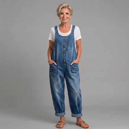 Sybella | Button Front Casual Denim Jumpsuit