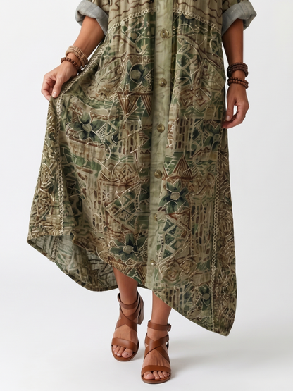 Elysara | Printed Button Front Lounge Dress