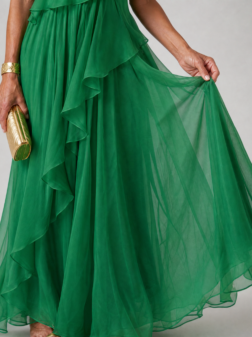Galadriel | Flowing Ruffle Evening Maxi Dress