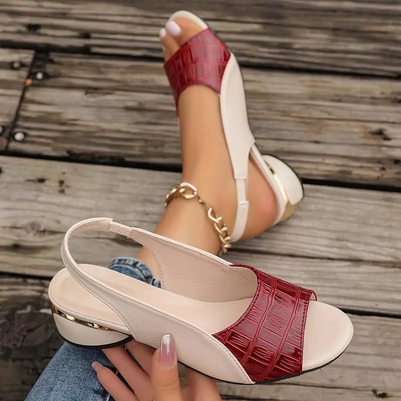 Vaeloria | Open Toe Contrast Strap Heels