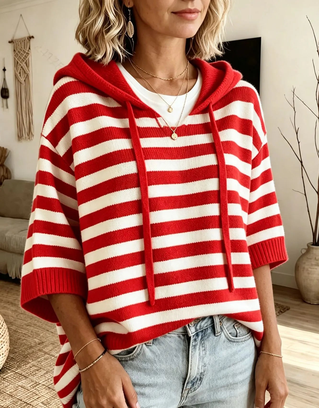 Cressina | Casual Striped Hooded Sweater