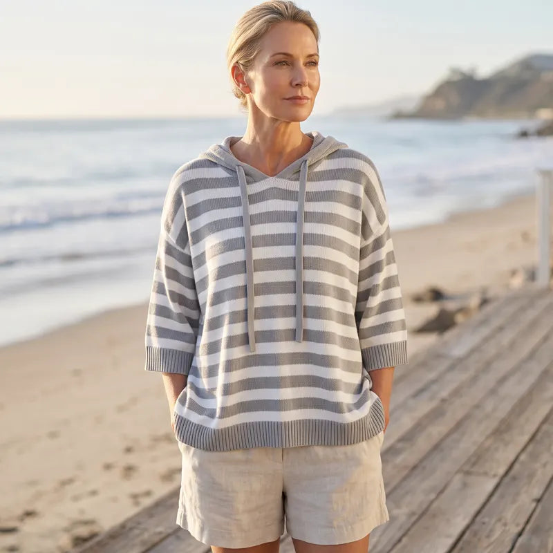 Cressina | Casual Striped Hooded Sweater