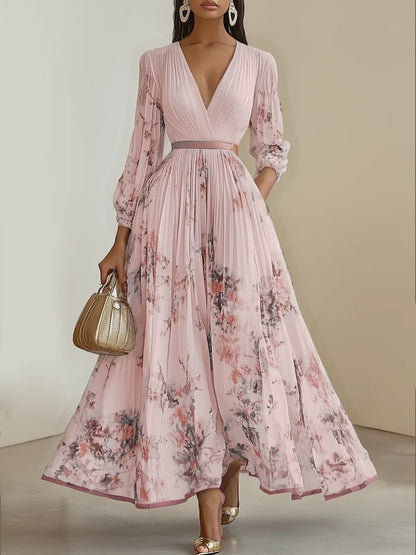 Evelisse | Watercolor Pleated Midi Dress