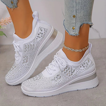 Kinsley | Rhinestone Knit Platform Sneakers