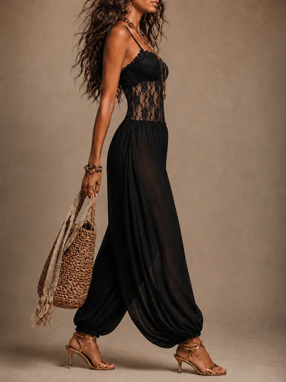 Elsinora | Lace Bodice Wide Leg Jumpsuit