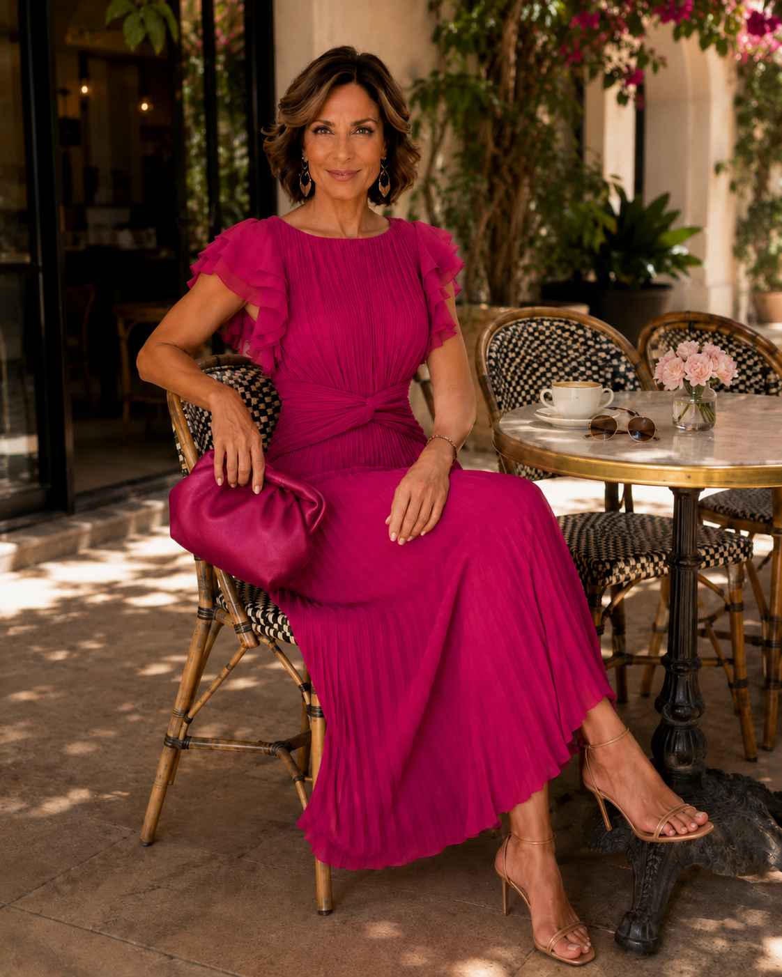 Kestrelle | Ruffle Sleeve Pleated Maxi Dress