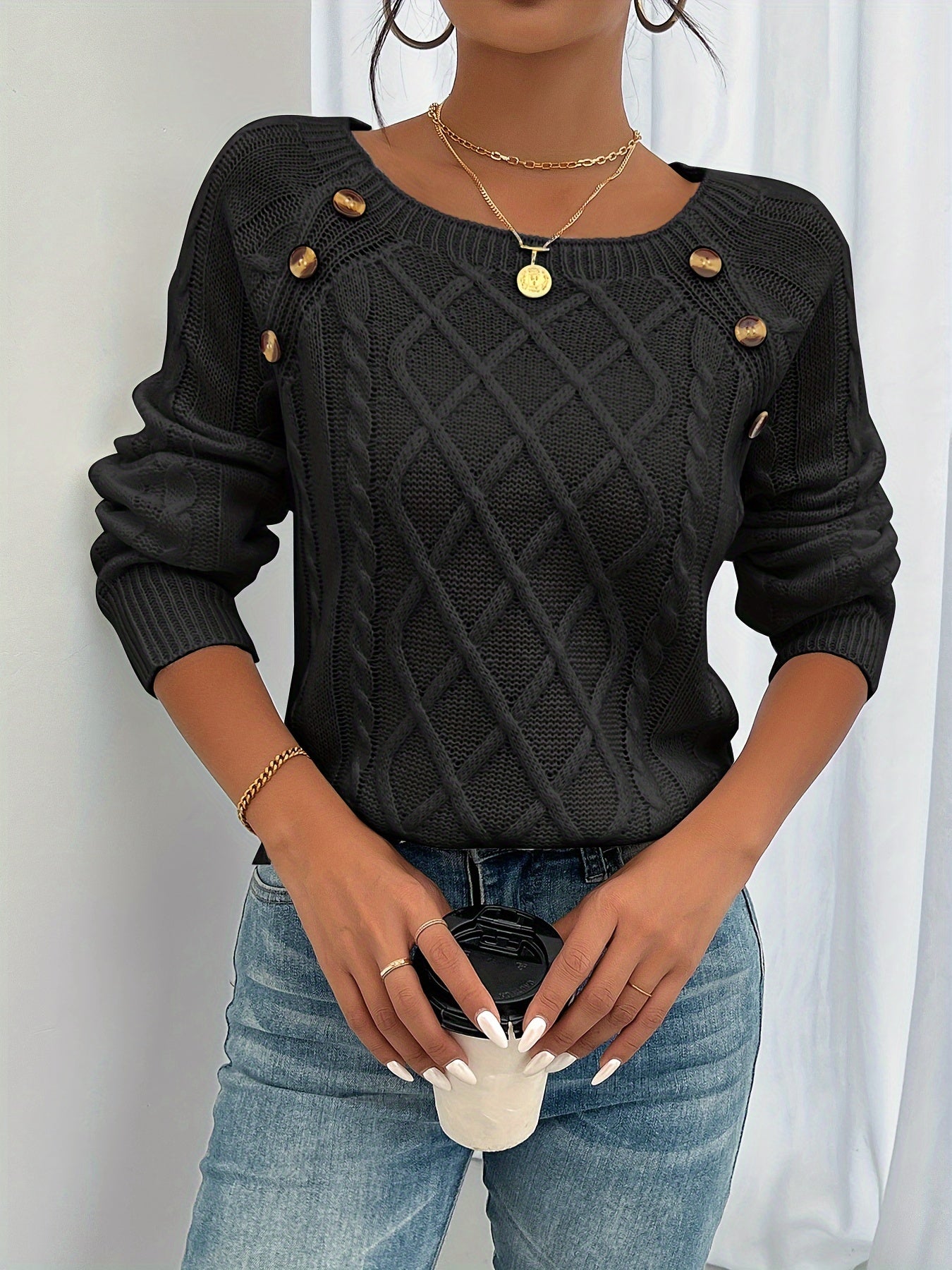 Nolwenn | Cozy Button Detail Sweater