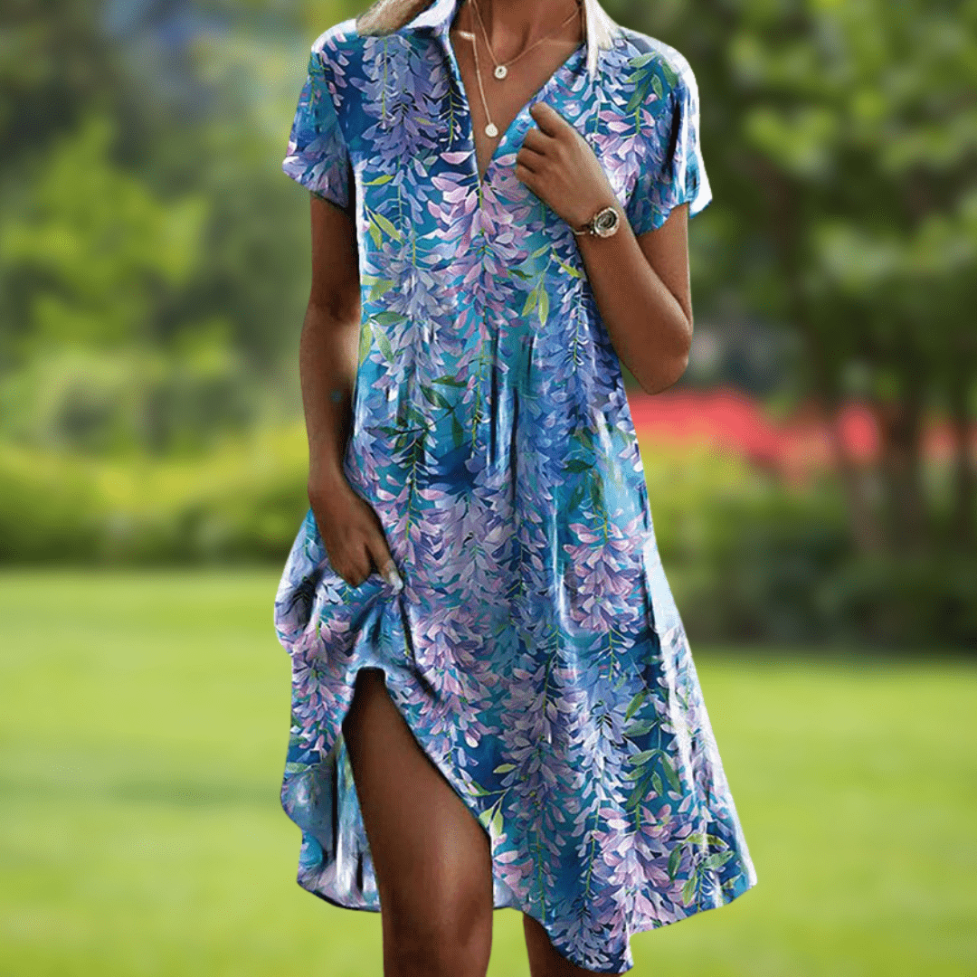Florentia | Short Sleeve Button Front Dress