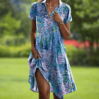 Florentia | Short Sleeve Button Front Dress