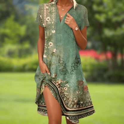Florentia | Short Sleeve Button Front Dress