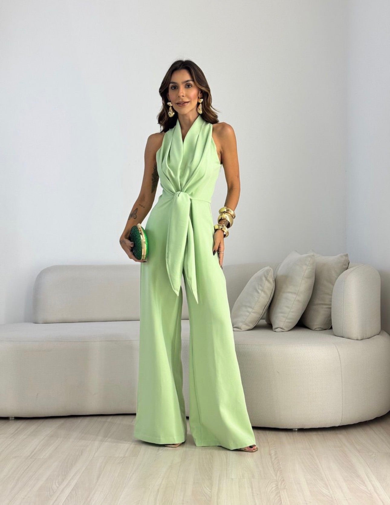 Loravisse | Twist Front Sleeveless Palazzo Jumpsuit